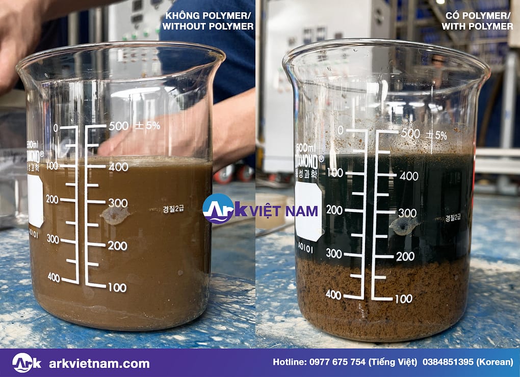 Bùn không có polymer và bùn có polymer